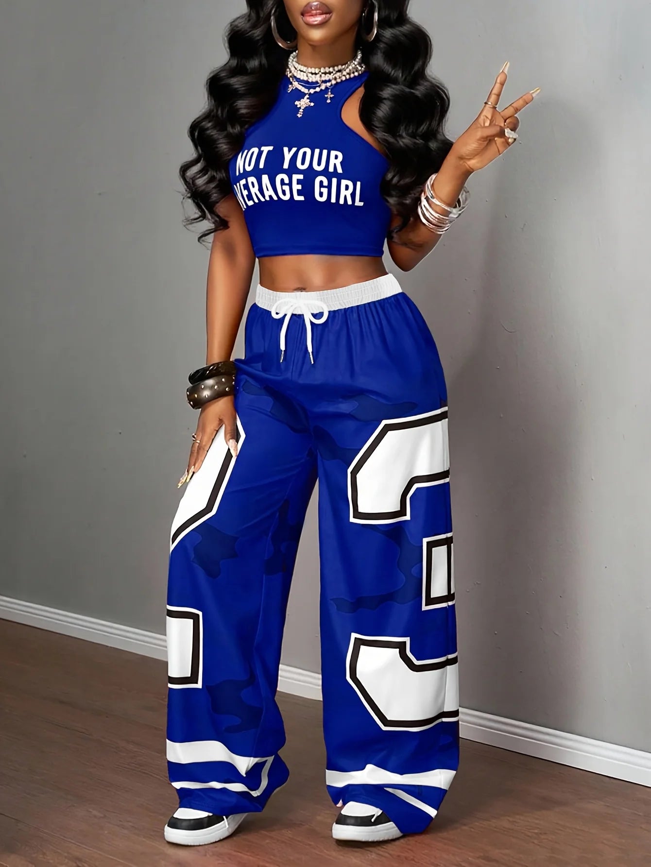 Women's Camo Number Graphic Pants,  Men's New Wide Leg Elastic Waist Trousers, Kids's Casual Summer Streetwear Outfit