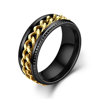 Spinning Anxiety Rings Free Shipping Items For Men Titanium Steel Rotatable Chain Fidget Joint Ring Jewelry Anillos De Hombres