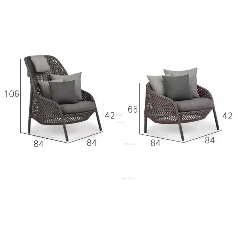 Luxury Rattan Outdoor Garden Sofa/Chair for Courtyard.  Backrest Armchair Sofa Leisure  Rattan Single Sofa /Chair.