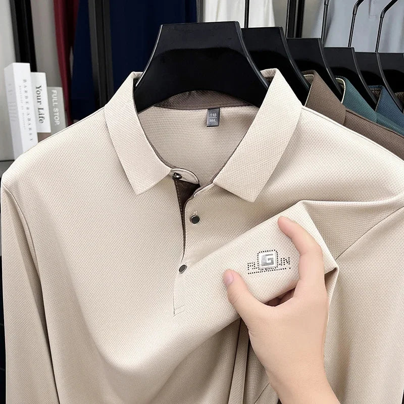 Business Casual, Short Sleeve Polo Shirt,  Solid Colors with Badge. Fashionable, Comfortable, Versatile Business Top