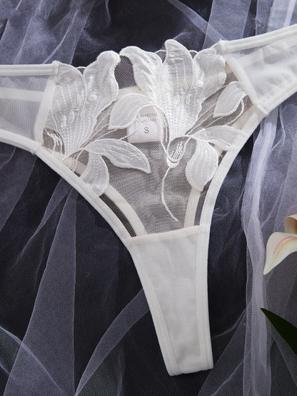 Fairy Lingerie  with Floral Valentine Charm.  Brief Panty Underwear Sexy Nighty Fancy Underwear Brief Set for Lady See Through Bra