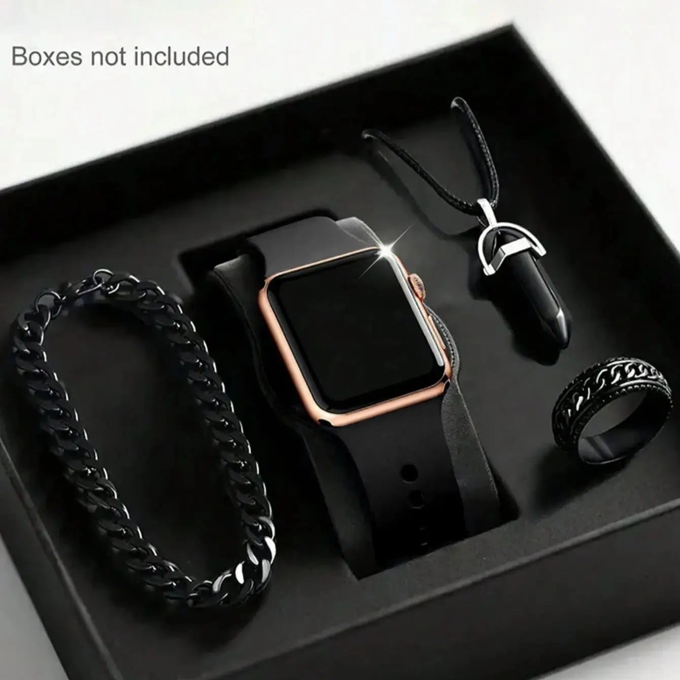 Men's LED Square Watch And 3 pieces of Jewelry Set  for Gift or just because.   Not a  " Smartwatch" (BOX  Not Included) SEVERAL CHOICES