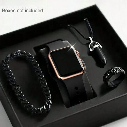 Men's LED Square Watch And 3 pieces of Jewelry Set  for Gift or just because.   Not a  " Smartwatch" (BOX  Not Included) SEVERAL CHOICES