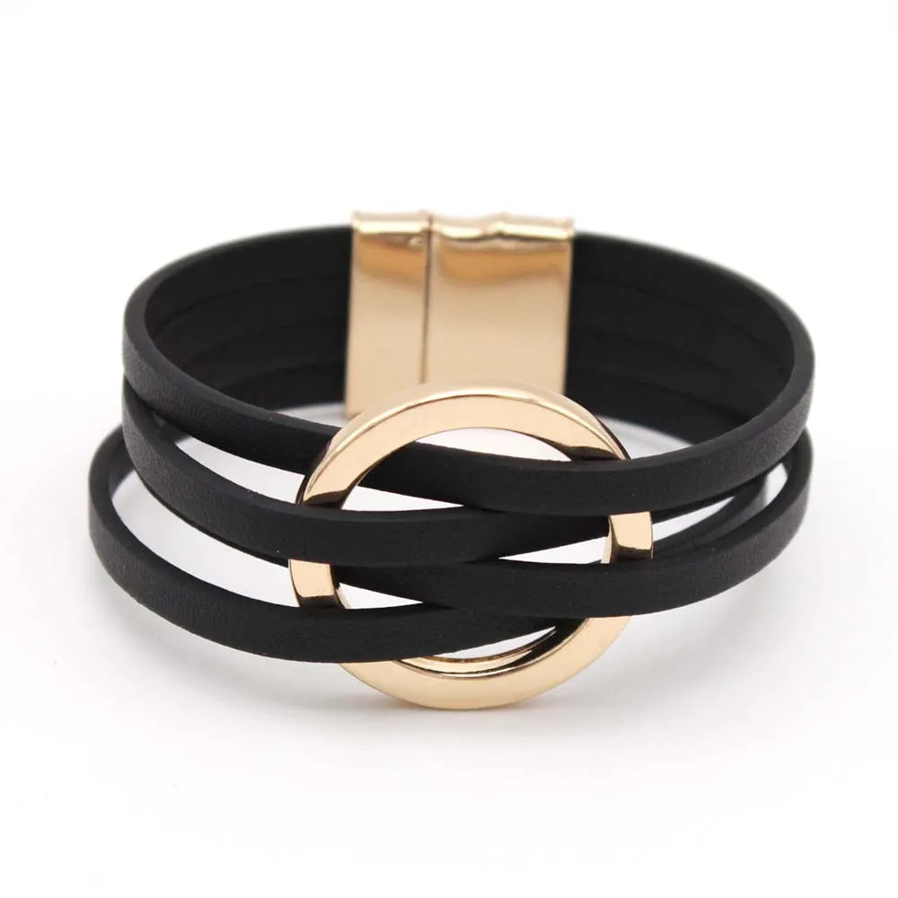 Leather Bracelets For Women, Fashion Bracelets & Bangles , Elegant Multilayer Wide Wrap Bracelet. Jewelry Gift.  All Colors Available except Lt. GRAY and AQUA
