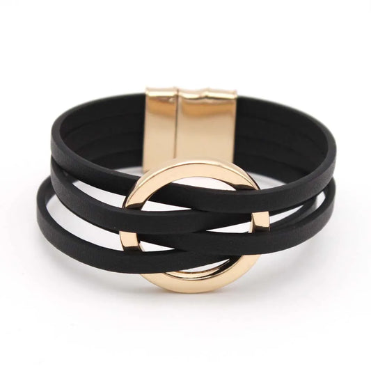 Leather Bracelets For Women, Fashion Bracelets & Bangles , Elegant Multilayer Wide Wrap Bracelet. Jewelry Gift.  All Colors Available except Lt. GRAY and AQUA