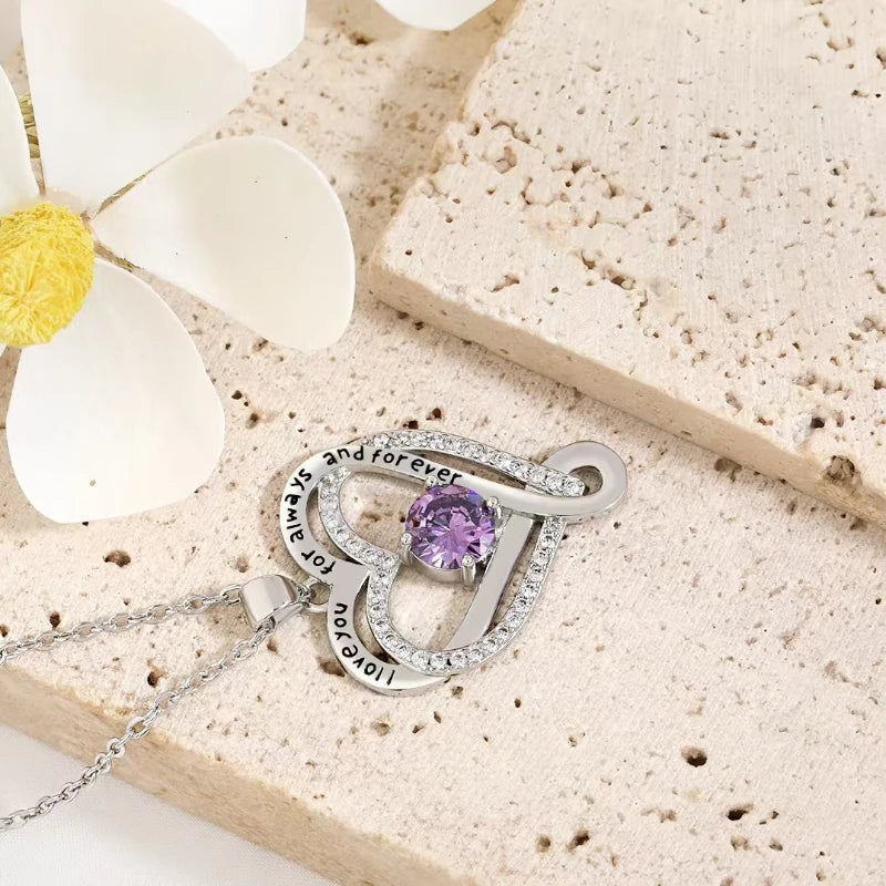 Elegant Style Heart shaped Pendant Necklace.  Hollow Design Mother's Day Gift.