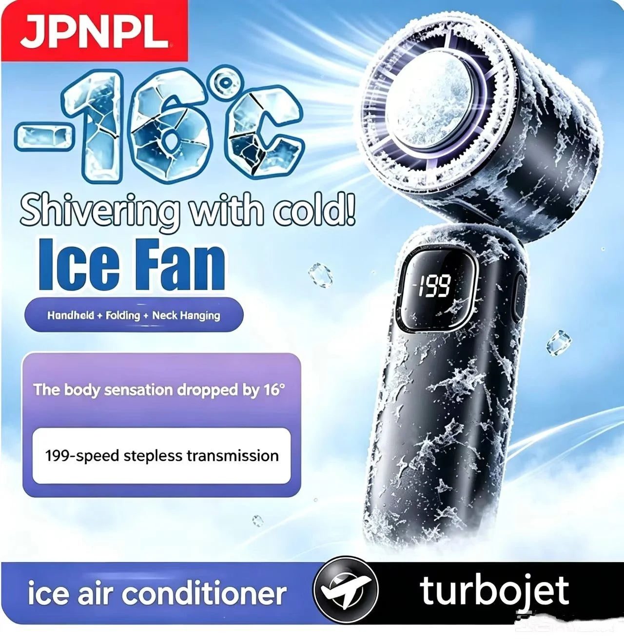 8000mAh USB Hanging Neck Fan Portable, Bladeless,  Mini Rechargeable Mute LED Digital Display, Electric Air Cooler.  Low stock on 1 blue style.  Others have good numbers in stock