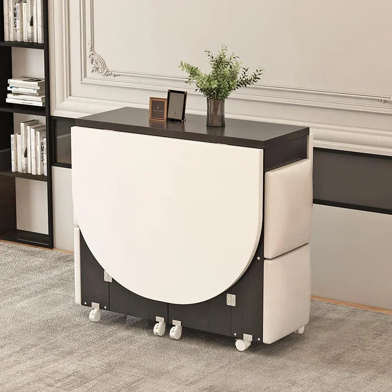 The household folding dining table is mobile and extensive and the is multi-functional
