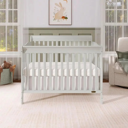 Convertible Crib in Grey with 4 Mattress Height Options, Greenguard Gold Certified, Non-Toxic Finish, Solid Pinewood Construction