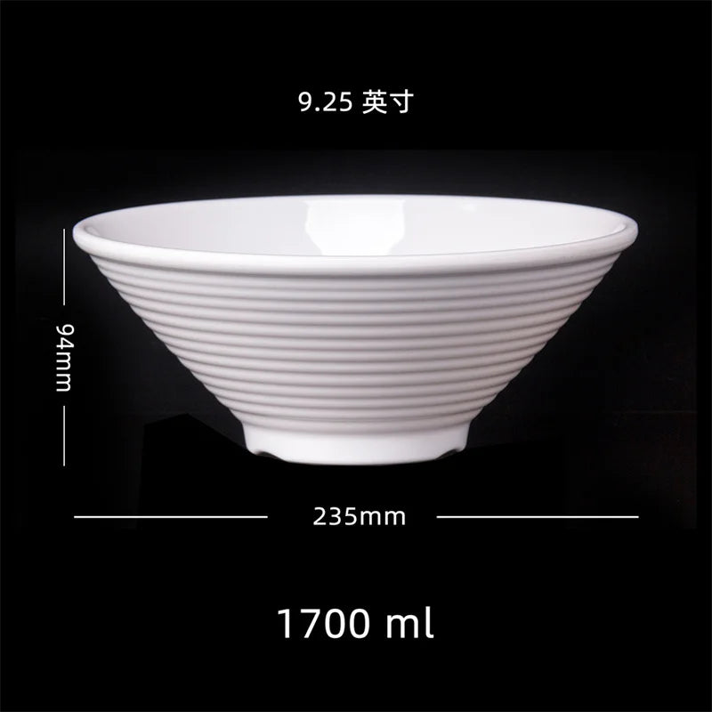 Japanese Hat Shape Bowls. White Melamine Large Ramen Rice Noodle/ Soup Bowl.