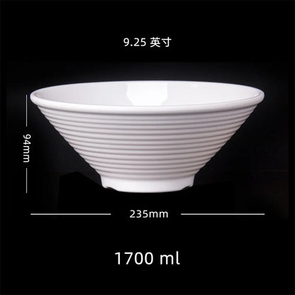 Japanese Hat Shape Bowls. White Melamine Large Ramen Rice Noodle/ Soup Bowl.