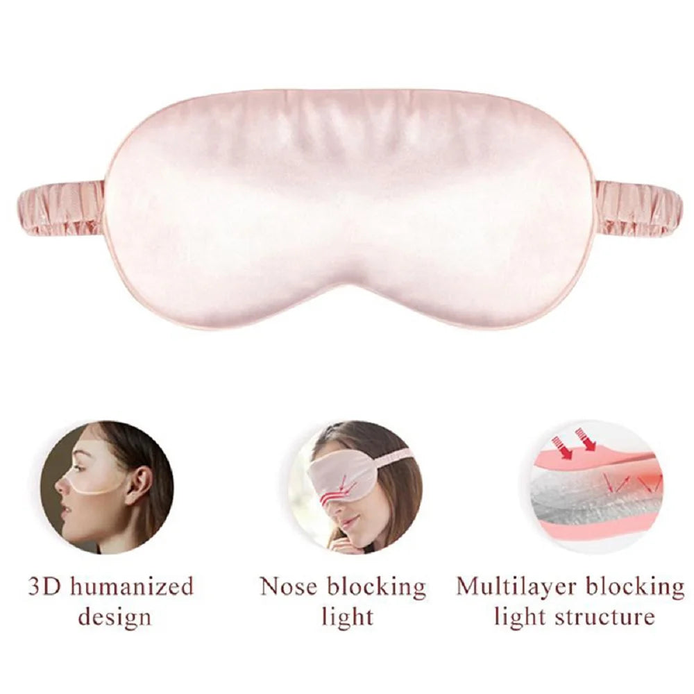 Soft Silk Sleep Mask Eye Mask Covers for Sleep.   100% Blackout with  Zero Eye Pressure .  Blindfold with Adjustable Strap.  Mask Eye Patch. BLACK IS ONLY COLOR Available