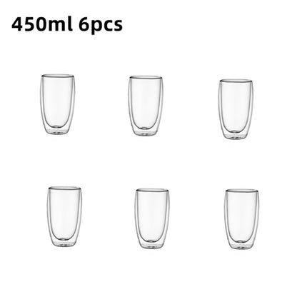80/250/450ml Double-Wall Insulated Clear Glass Espresso Cups.  Perfect for Tea, Coffee, Latte, Cafe, Milk, Restaurant Use