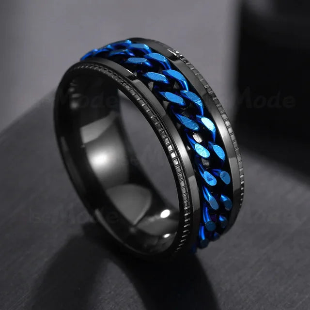 Cool Stainless Steel Rotatable  MENS/WOMENS Ring . High Quality Spinner Chain Punk Jewelry Style