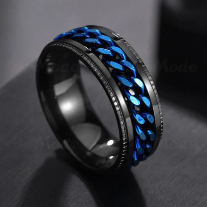 Cool Stainless Steel Rotatable  MENS/WOMENS Ring . High Quality Spinner Chain Punk Jewelry Style