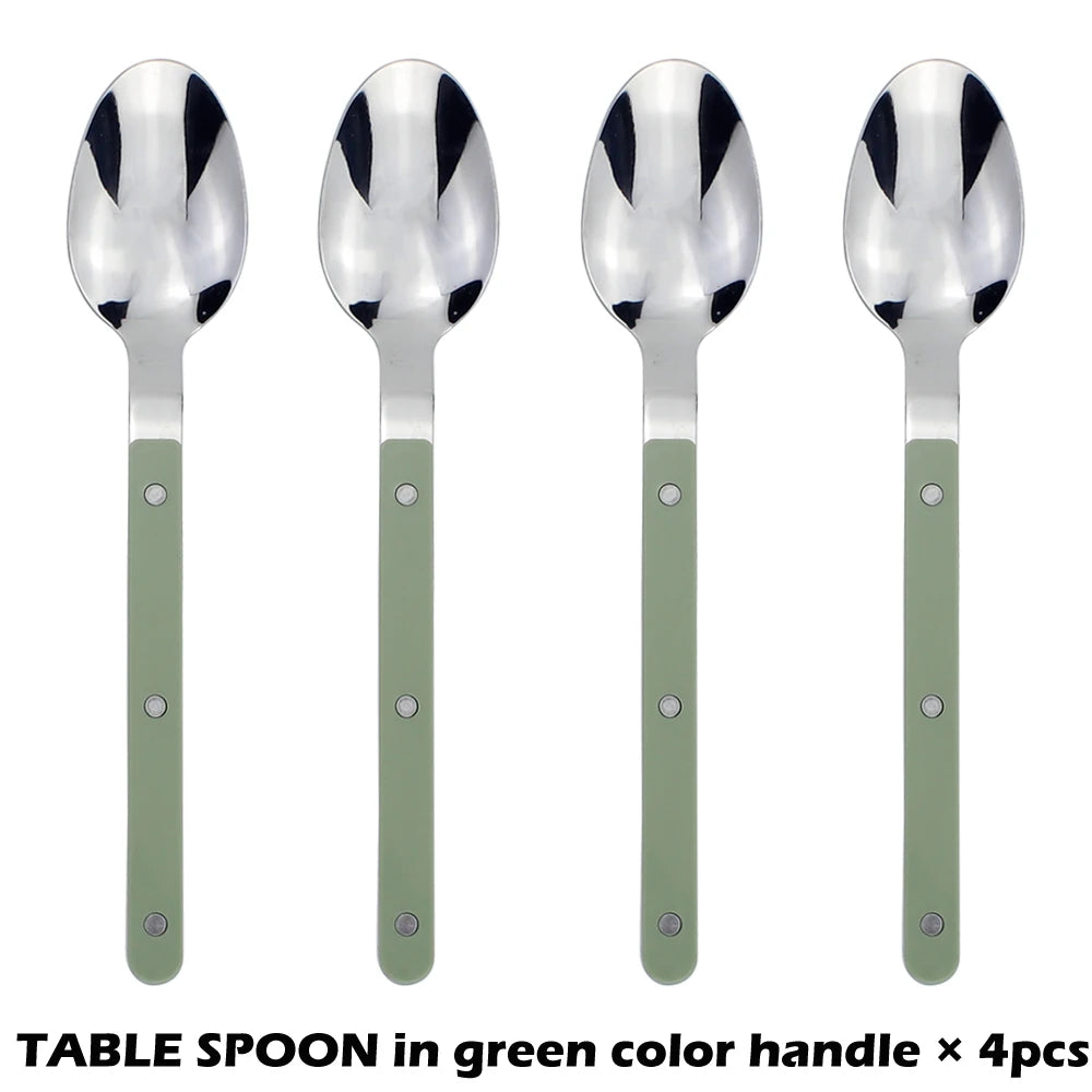 Fashionable Design Top Mirror Polishing Cutlery Sets of Stainless Steel 18/8(304) ABS Handle With Rivets Silverware Set For Kitchen and everday  serving