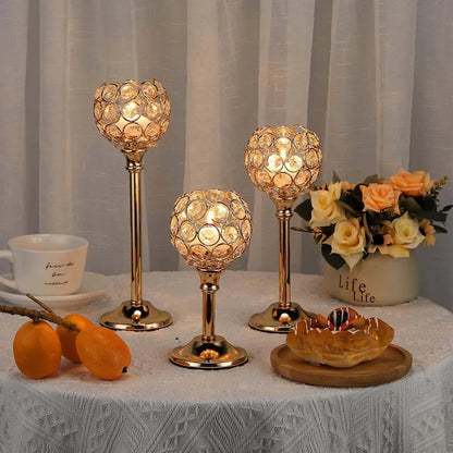 1Pcs Modern Crystal Tealight,  Metal Candle Holders,  Wedding Party, Church Deco,  Dinning Table Centerpieces Candlestick Decoration