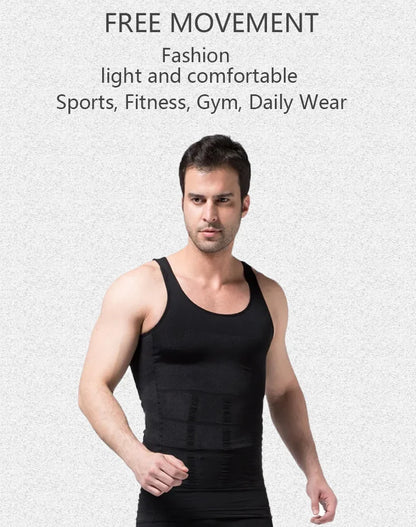 Mens Body Shaper,  Slimming Compression Vest and undershirt,   Seamless Waist Trainer,  Tank Top for Belly Control.