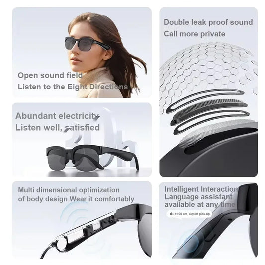 AI Voice Assistant Smart Glasses,  4K Remote Control, Touch Photo Camera , Recording,  Translator,  Wireless,  Bluetooth Sunglasses.  BOTH COLORS are      Available