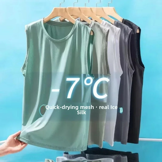 2026 Men's Ice Silk Mesh T-shirts in 5 colors.  LOTS OF SIZES LOW STOCK in certain COLORS.  Please be aware of this when you select a color/size.     Lightweight Sports Wear,  Sleeveless T-shirt Tank Top,  Casual Fashion Oute