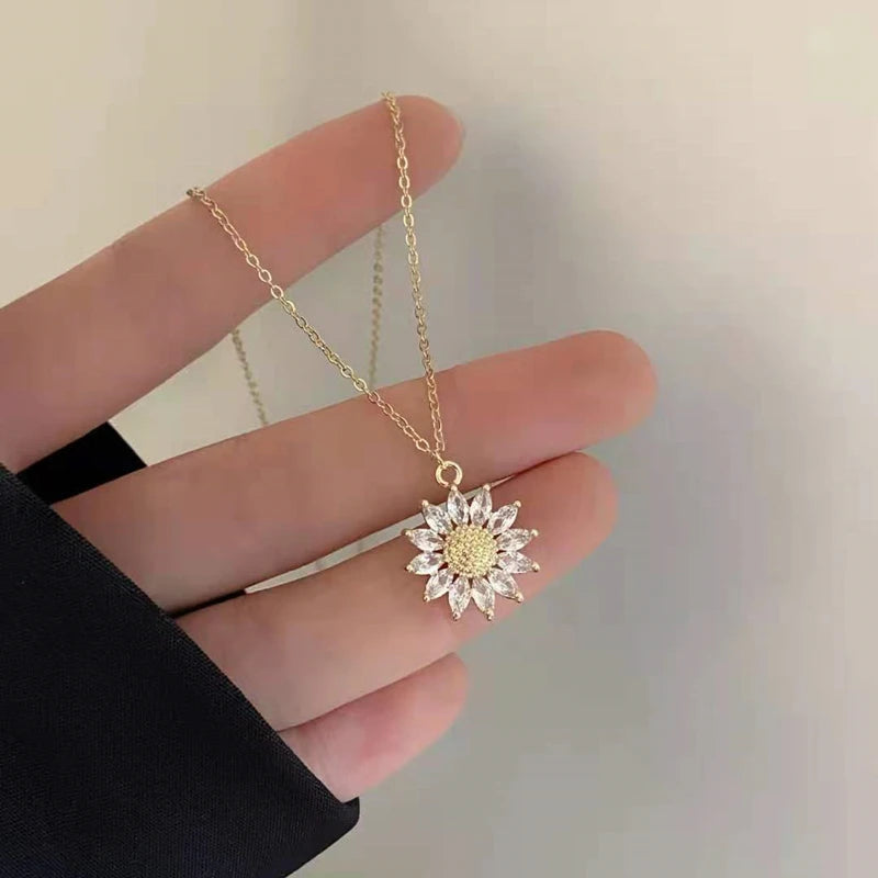 New In Light Luxury Zircon Crystal Stainless Steel Necklaces For Women. Sweet Female Clavicle Chain Jewelry.  Nice for everyday wear. Maybe nice for MOTHER/DAUGHTER Gift
