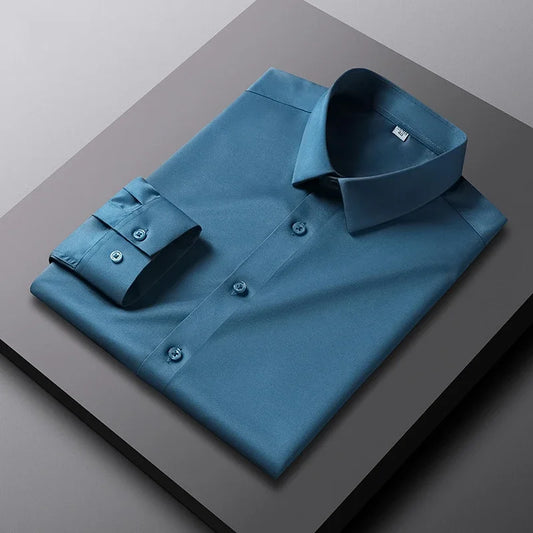 Men's Casual and Fashionable Long Sleeved Solid Shirt  in colors.  Non- Ironing and Wrinkle -Resistant for  Business