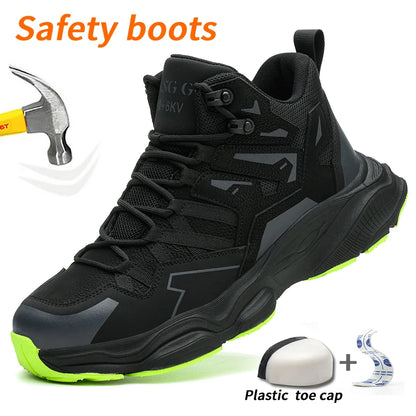Lightweight Durable Safety Boots,  Anti-Smash and   Anti-Puncture .  Comfortable Breathable Work Shoes for Outdoor Use