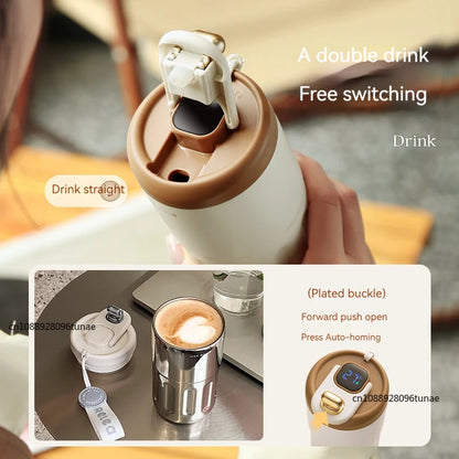 Intelligent Digital LED Temperature Display Coffee Cup.   Stainless Steel Thermo Bottle Keeps Cold and Hot, Thermal Mug Sports Cup