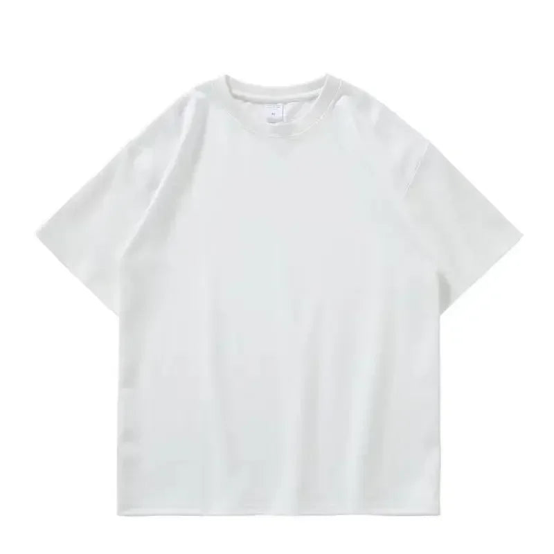 Black, White, COLORS,  GSM 500g Heavy-duty Pure Cotton T-shirt,  Thickened,  Threaded,  Round Neck,Short Sleeves,Half Sleeve Tees.