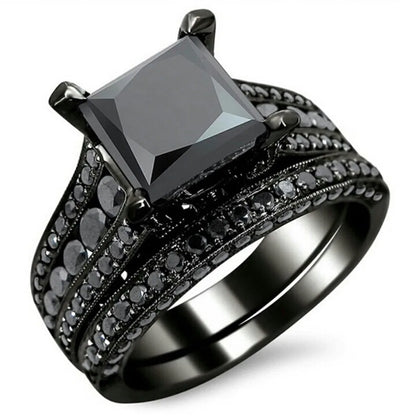 Charming Couple Rings.  Romantic Womens Purple Rhinestones CZ Rings Set.  Trendy Mens Stainless Steel Celtic Dragon Rings  for Weddings, Engagements and Occasions