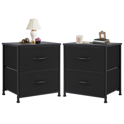 Bedside Nightstand  for Coffee,Tea. Table Storage  for Closet,  2 Fabric Drawers.