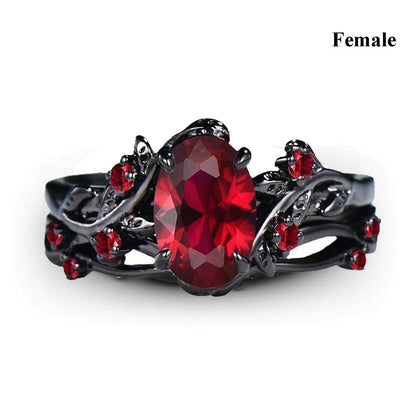Charming Couple Rings.  Romantic Womens Purple Rhinestones CZ Rings Set.  Trendy Mens Stainless Steel Celtic Dragon Rings  for Weddings, Engagements and Occasions