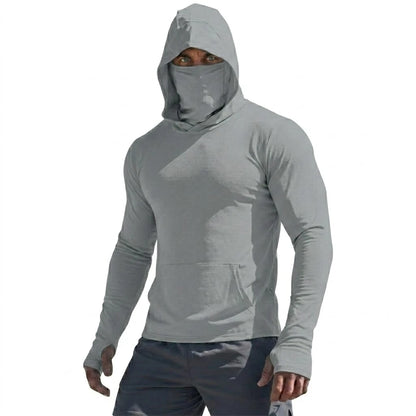UPF50+ Performance T-Shit, t Mans Long Sleeve Summer Hoodie,  Casual, Sun Running , Quick Dry,  Sunscreen Fishing Ice Silk Pullover Shirt