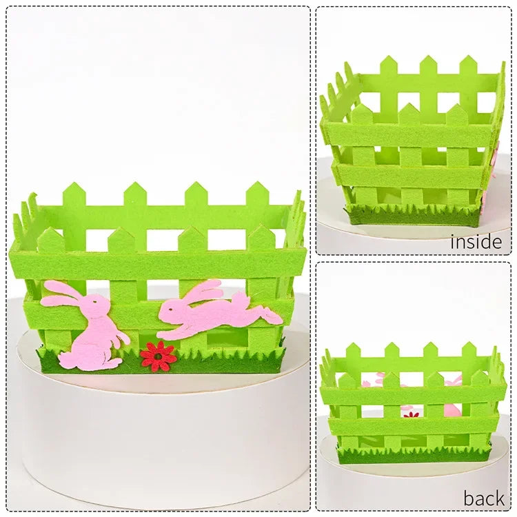 2025 Non-woven Fabric Easter Basket,  Kids Color Eggs Bucket, Welcome Spring Insect Butterfly Party, Happy Easter