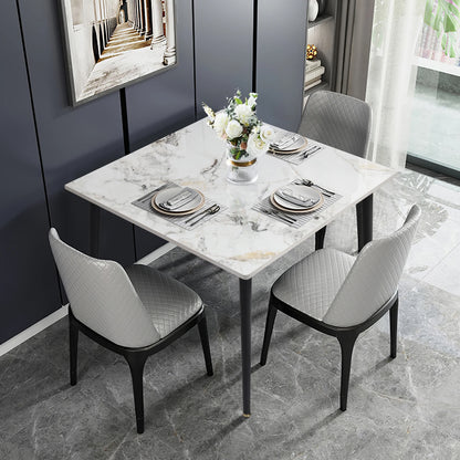 Mid-Century Slate Kitchen Dining Table with Sintered Stone Top and Metal Legs, Kitchen,  Dining Room
