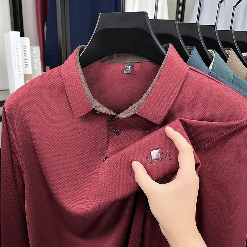 Business Casual, Short Sleeve Polo Shirt,  Solid Colors with Badge. Fashionable, Comfortable, Versatile Business Top