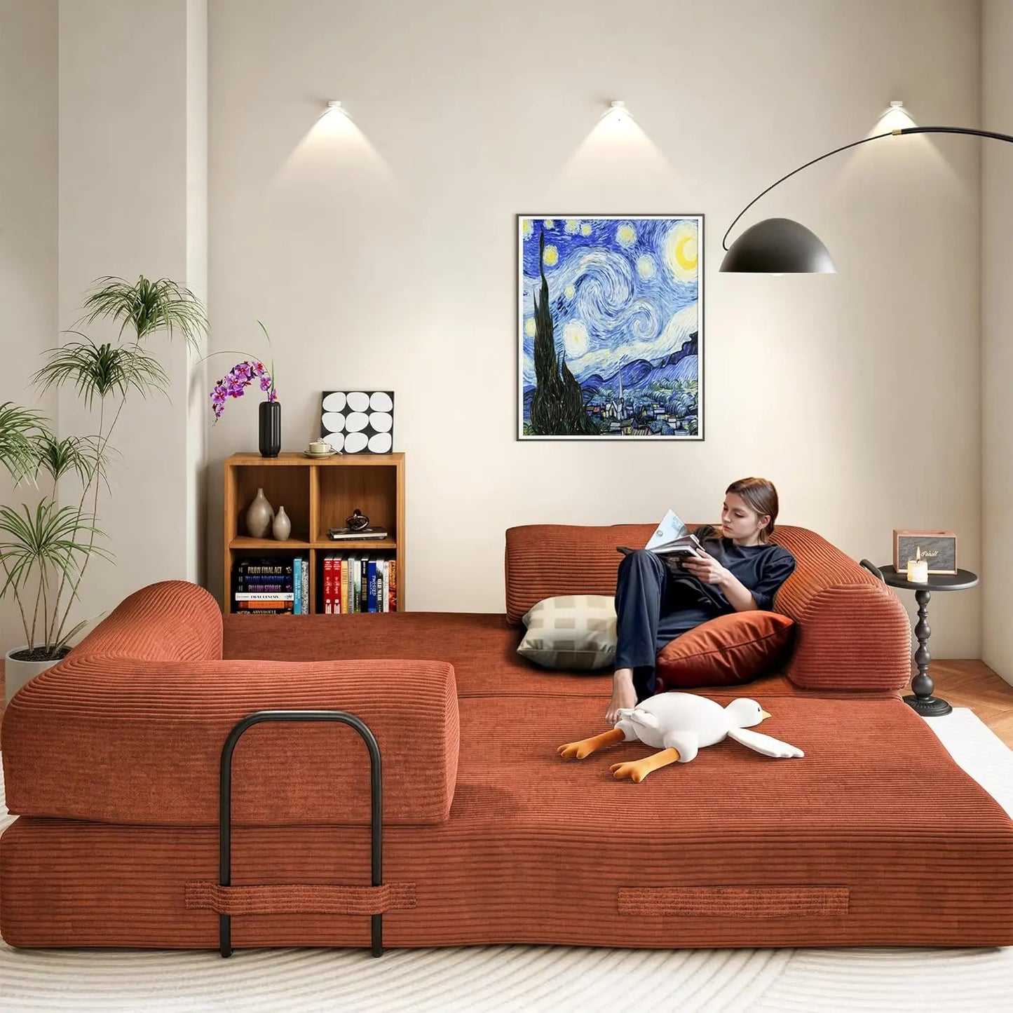 79" Convertible Sofa Bed, Boneless Corduroy Sleeper,  Foldable Modular Couch, Memory Foam Compressed Sofa in A Box, Customized