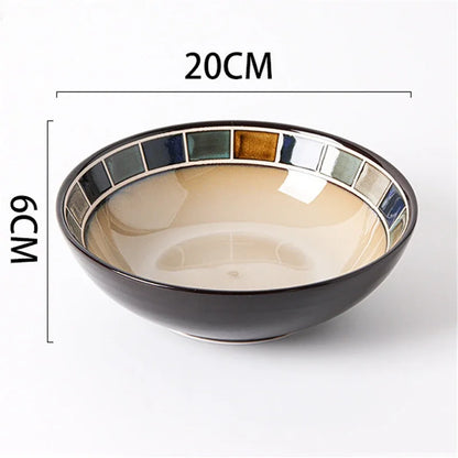Japanese rural ceramic tableware Vine leaf soup bowl Lamian Noodles bowls Hot vegetable bowls Cover and pour rice bowl bowl set
