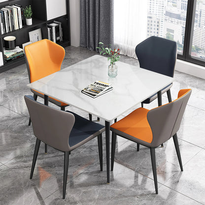 Mid-Century Slate Kitchen Dining Table with Sintered Stone Top and Metal Legs, Kitchen,  Dining Room