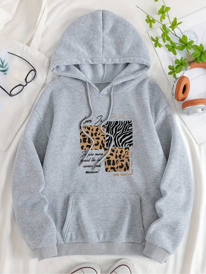 Women's autumn and winter loose casual comfortable letter printed,  thick, long sleeved,  round neck hoodie pullover