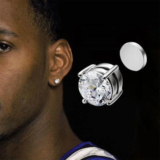 3 Pairs Crystal,  Strong Magnetic Ear Stud, Clip Earrings for Men and Women, Round  and square with 3 color choices for the framework.  Zircon, Magnet Earrings, Non Piercing Jewelry