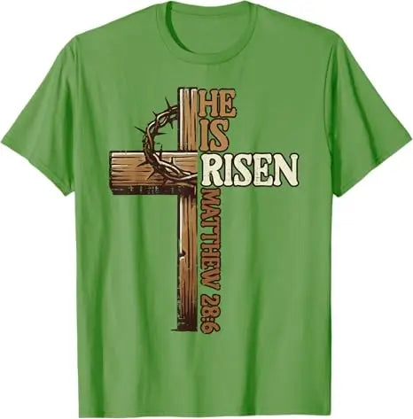 Easter Cross,  He Is Risen, Jesus/ Christian,  Men /Women T-Shirt, Bible verse John 3:16.