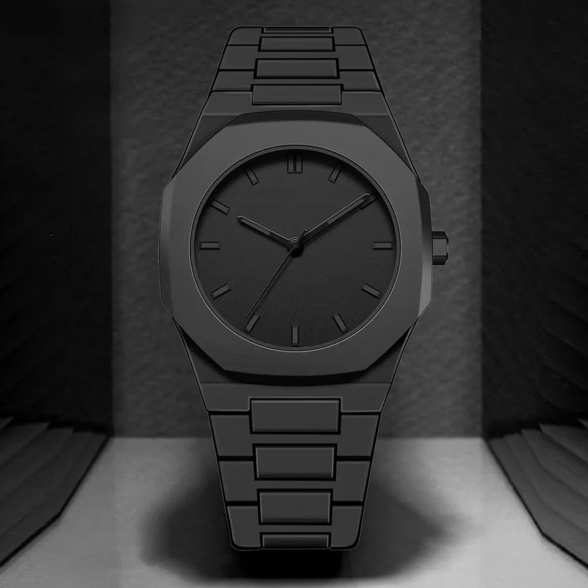 Mens watch, Quartz,  clean contemporary style.  Better picture in images.  Black watch with Black lettering is really low in stock.  Several other choices.