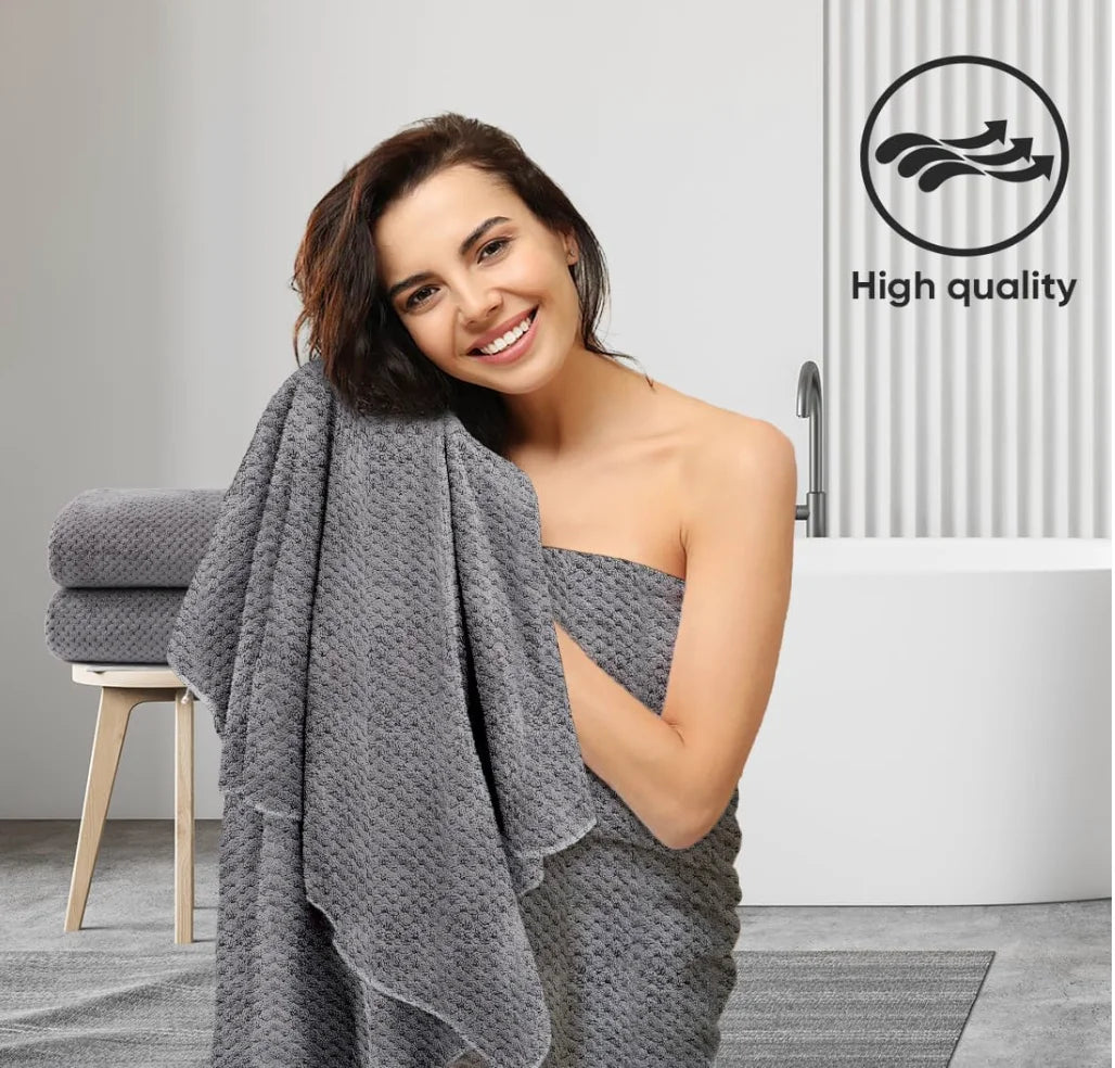 Bath Towel Set Pack of 2, (27 x 54 Inches) Microfiber,  Ultra Soft Highly Absorbent Bath Towel, Lightweight and Quick Drying Towel