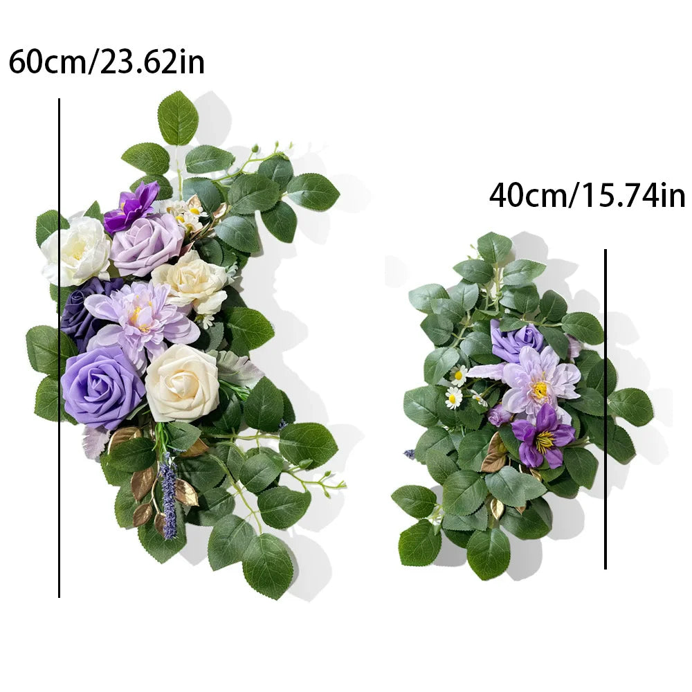 Artificial Wedding Arch Flowers Kit Boho Dusty Rose Blue Eucalyptus Garland Drapes for Wedding Decorations Welcome Sign