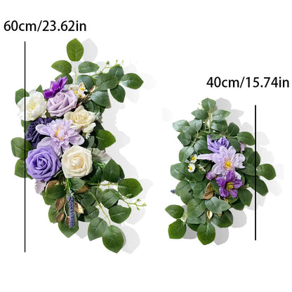 Artificial Wedding Arch Flowers Kit Boho Dusty Rose Blue Eucalyptus Garland Drapes for Wedding Decorations Welcome Sign