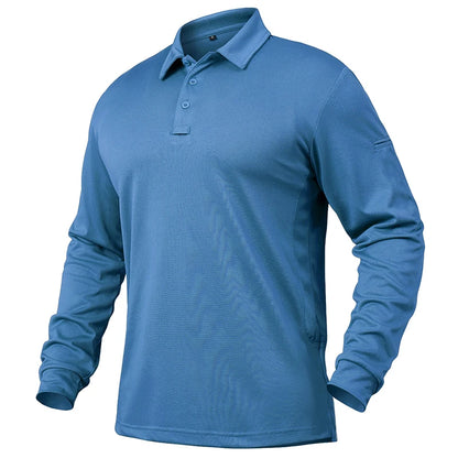 Men's Performance Long Sleeve POLO  Shirt.  No Shrinking,   Lightweight,   Breathable, Outdoor Polo Shirts  with UPF50+ Pique Jersey Golf Shirt.  NOT much stock left but you might be lucky. 6 colors to pick from so worth a lo