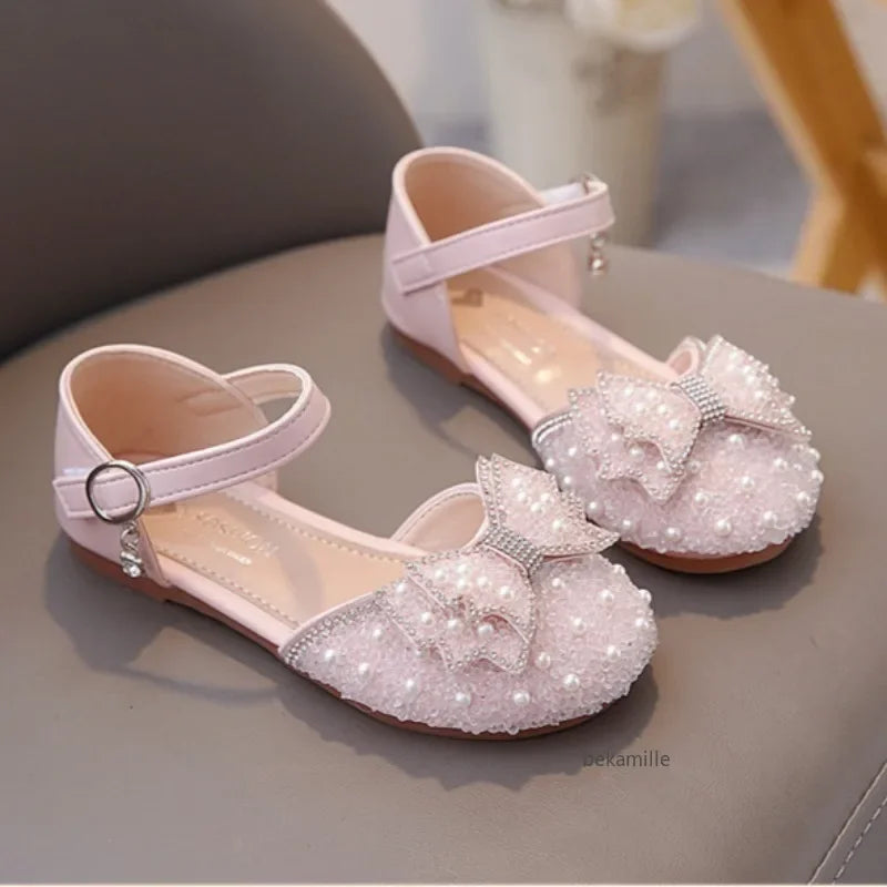 Spring and Summer Girls' Princess Shoes,  Sandals,  Flat  Kids Dresses Shoes with Pearl  for Kids and Teens