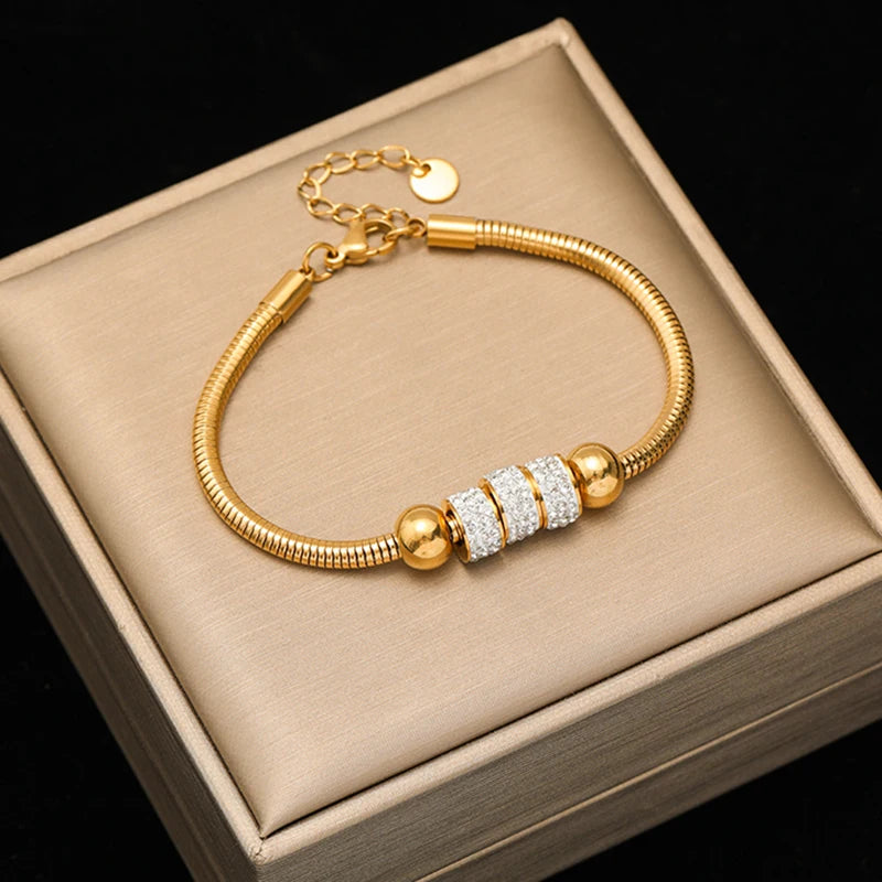Stainless Steel Twisted Bracelet Bangles For Women.  Trendy 18K Gold Plated Wrist Chain,  Waterproof Jewelry Gift for MOTHERS DAY GIFT!!!
