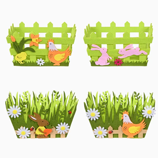 2025 Non-woven Fabric Easter Basket,  Kids Color Eggs Bucket, Welcome Spring Insect Butterfly Party, Happy Easter